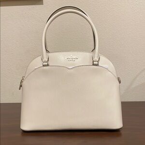 Kate Spade White Satchel with Textured Finish and Dome Shape